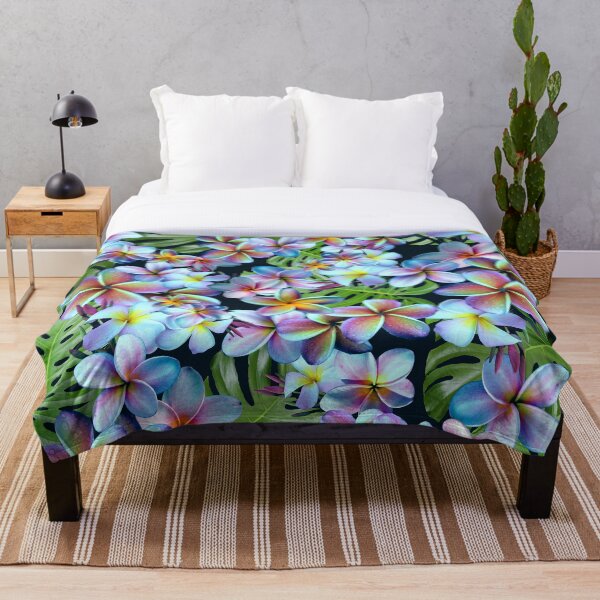 Item preview, Rainbow Plumeria Dark designed and sold by MoodyMuseArt.
