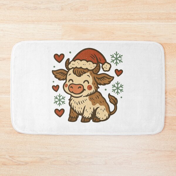 Item preview, Cute Smiling Christmas Cow Holiday Art designed and sold by JerdbordinShop.