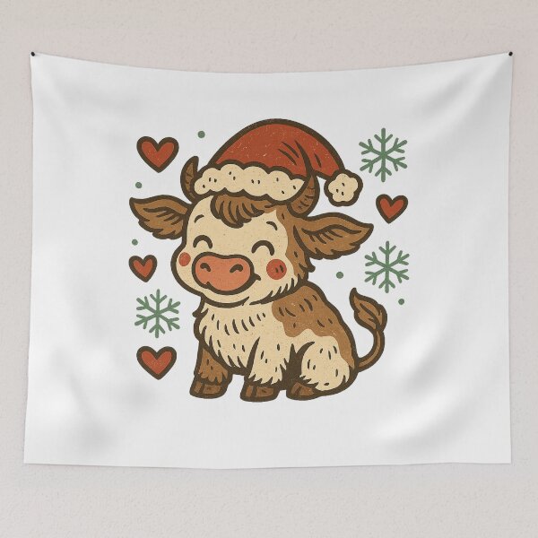 Item preview, Cute Smiling Christmas Cow Holiday Art designed and sold by JerdbordinShop.