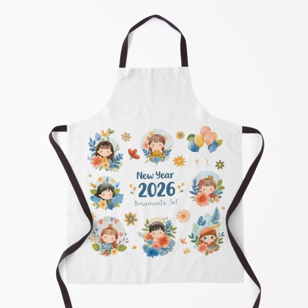 Item preview, Cute cartoon characters celebrating happy new year 2026 with banners. designed and sold by PWDigitalArt.