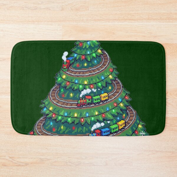 Item preview, Pixel Christmas Tree with Toy Train • Retro 16-Bit Holiday Art designed and sold by MuseAI.