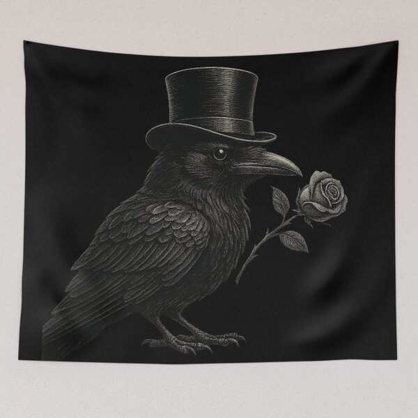 Item preview, Victorian Gentleman Raven with Rose – Gothic Romantic Crow – Dark Elegant Aesthetic designed and sold by Mouraludia.