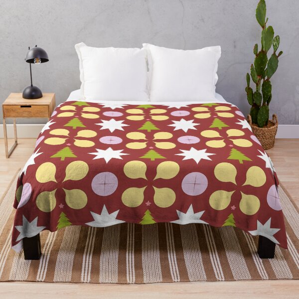 Item preview, Maximalist Sparkle Christmas Throw Blanket & Pillow - Red Background Funky Abstract Holiday Decor designed and sold by ZyxDes.