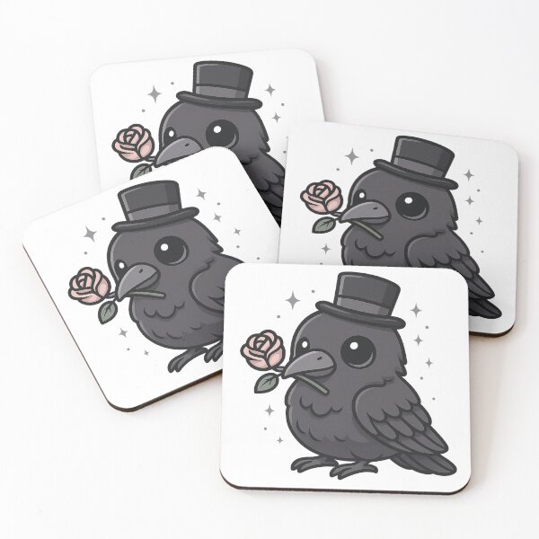 Item preview, Cute Dapper Crow with Rose – Spooky-Cute Gothic Bird – Kawaii Raven Aesthetic designed and sold by Mouraludia.