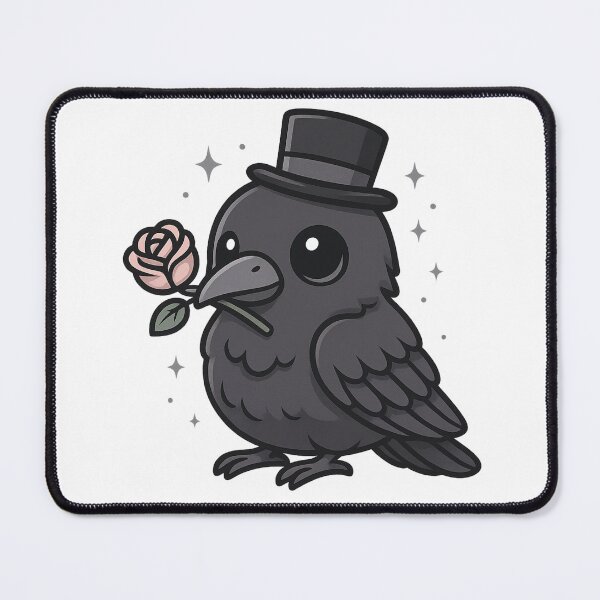 Item preview, Cute Dapper Crow with Rose – Spooky-Cute Gothic Bird – Kawaii Raven Aesthetic designed and sold by Mouraludia.