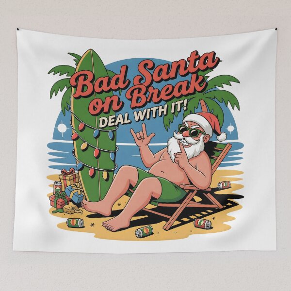 Item preview, Bad Santa on Break – Tropical Christmas Art designed and sold by SoulenCify.