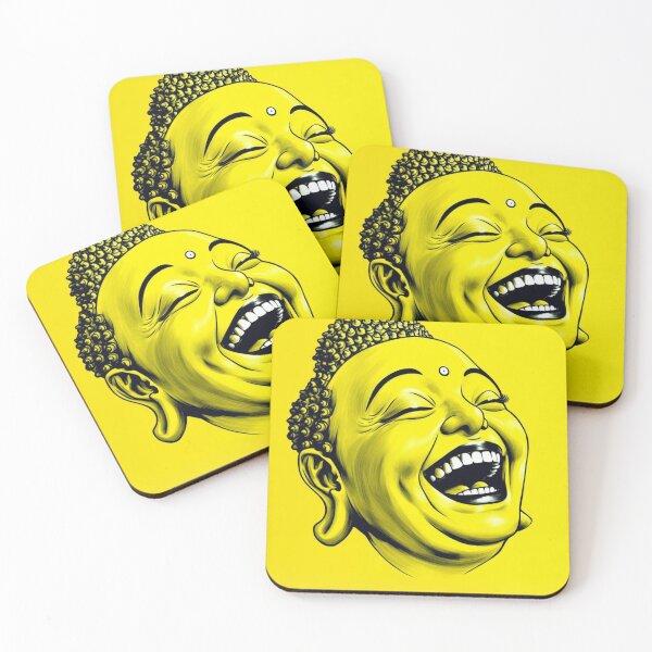 Item preview, “Laugh.exe: Buddha’s Cosmic Cackle in Yellow Static” designed and sold by Print Fiction.