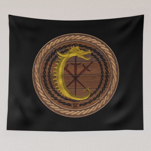 Item preview, Letter C of the Dragonfont Initial Capital Monogram on Round Shield Frame Copper 1 designed and sold by Swabcraft.