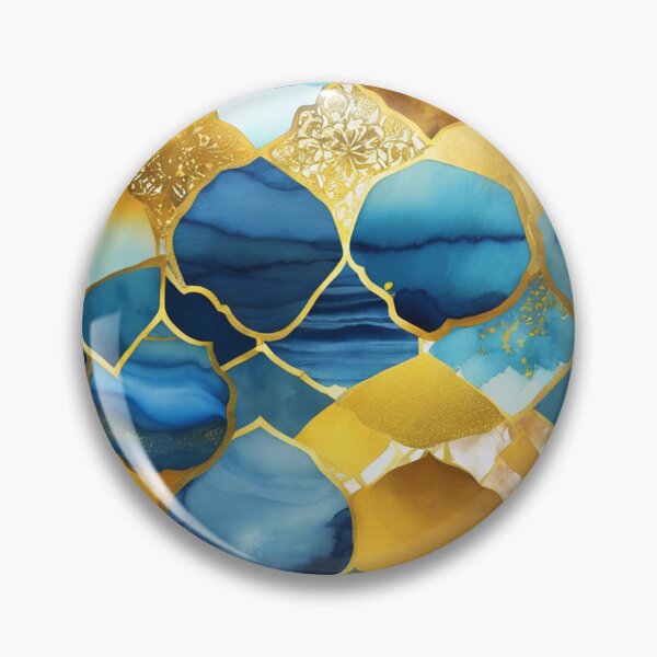 Item preview, Blue And Golden Alcohol Ink Marbled Designs Pattern  designed and sold by DEC02.