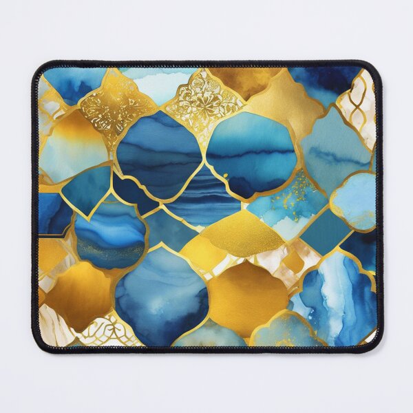 Item preview, Blue And Golden Alcohol Ink Marbled Designs Pattern  designed and sold by DEC02.