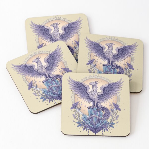 Item preview, Ethereal Purple Griffin on Crystal: Mystical Bird of Prey Fantasy Art with Celestial Frame, Gothic Aesthetic designed and sold by HimBoo.
