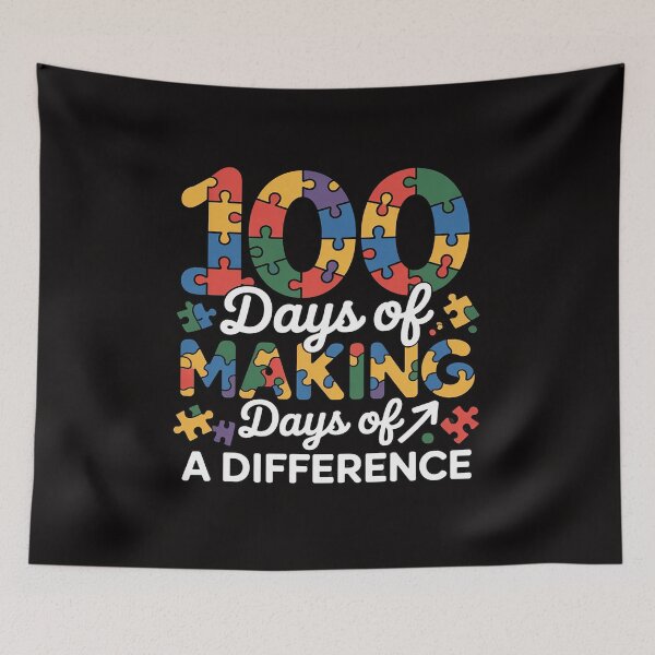 Item preview, 100 Days of Making Difference 100th Day of School Autism Kid designed and sold by margaridroso.