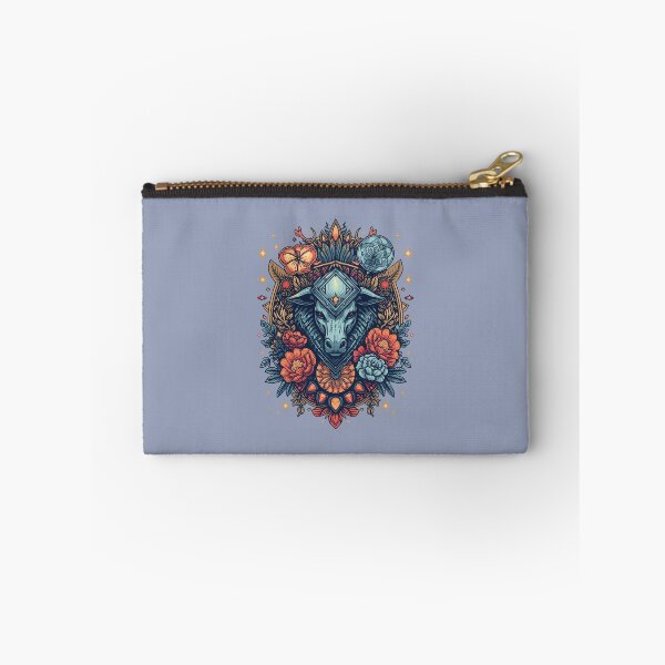 Item preview, Mystical Bull Head Emblem: Zodiac Ox Portrait with Geometric Jewels and Maximalist Floral Frame, Vintage Tattoo Aesthetic designed and sold by HimBoo.