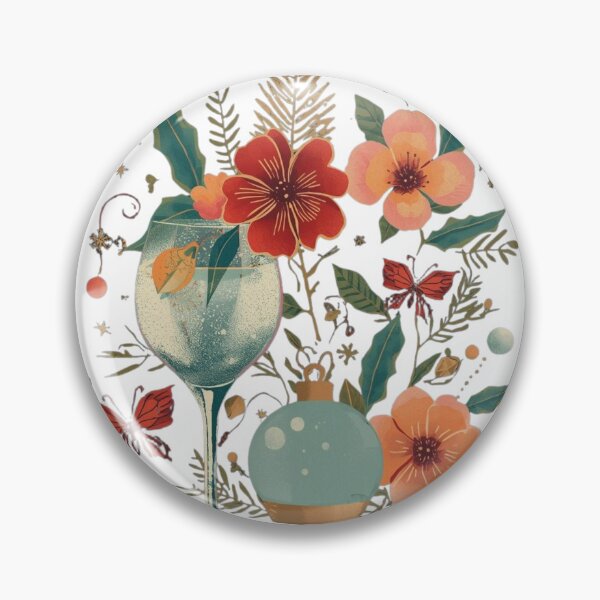 Item preview, Christmas Cocktail Glass: Festive Floral Illustration with Ornaments, Berries, and Pine Needles, Cozy Holiday Aesthetic designed and sold by HimBoo.