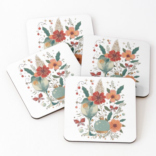 Item preview, Christmas Cocktail Glass: Festive Floral Illustration with Ornaments, Berries, and Pine Needles, Cozy Holiday Aesthetic designed and sold by HimBoo.