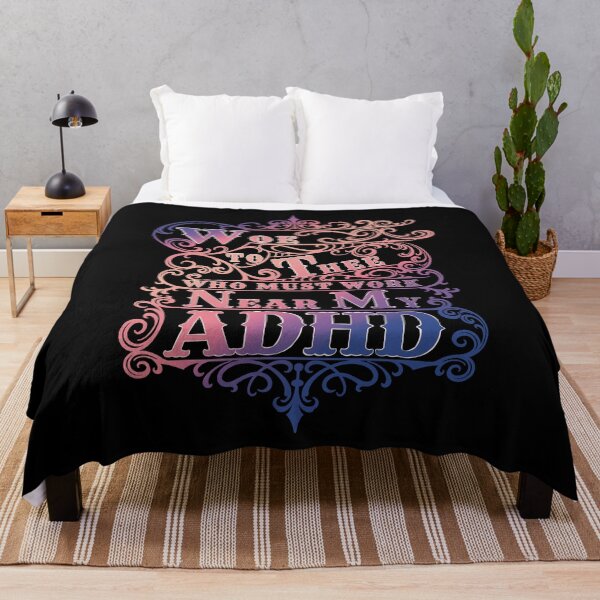 Item preview, Funny Typographic ADHD at Work Joke in Pink Purple and Peach designed and sold by AloraDawnEve.