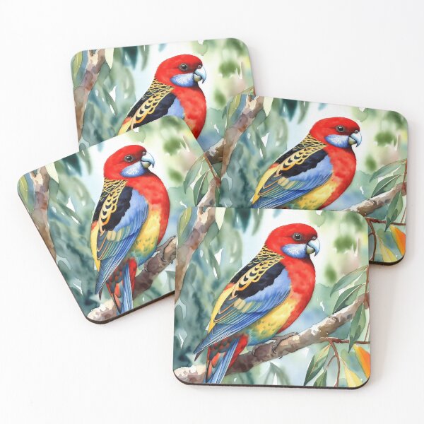Item preview, Vibrant Eastern Rosella Bird Watercolor Art designed and sold by ChrisButler.