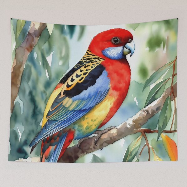 Item preview, Vibrant Eastern Rosella Bird Watercolor Art designed and sold by ChrisButler.