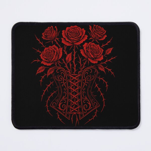 Item preview, Thorned Red Roses Corset – Gothic Romantic Baroque Floral – Dark Feminine Aesthetic designed and sold by Mouraludia.