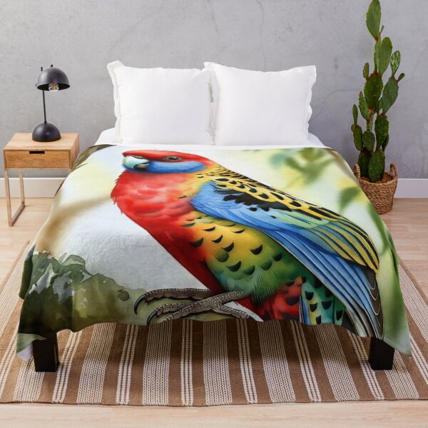 Item preview, Australian Eastern Rosella Parrot Art in Vivid Watercolor designed and sold by ChrisButler.