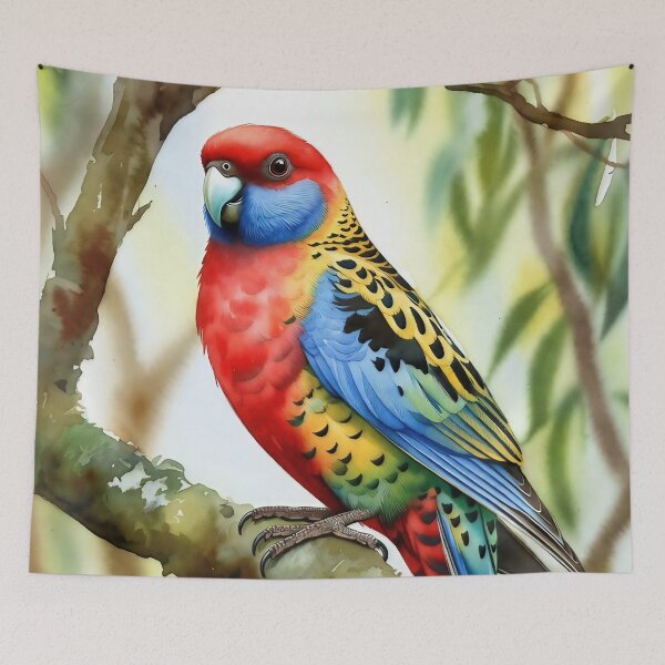 Item preview, Australian Eastern Rosella Parrot Art in Vivid Watercolor designed and sold by ChrisButler.