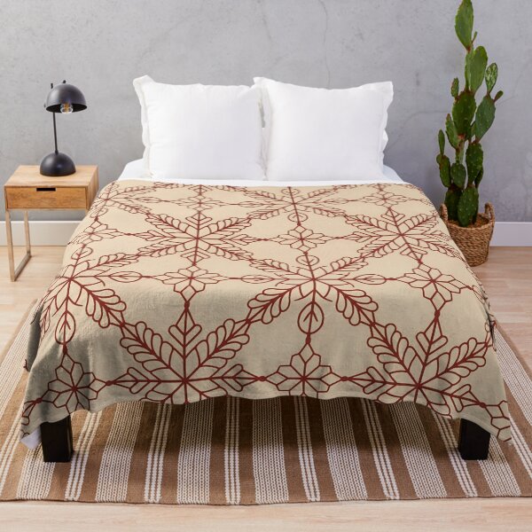 Item preview, Elegant Red Lacework Snowflake Christmas Throw Blanket & Pillow Set - Cream Winter Pattern designed and sold by ZyxDes.