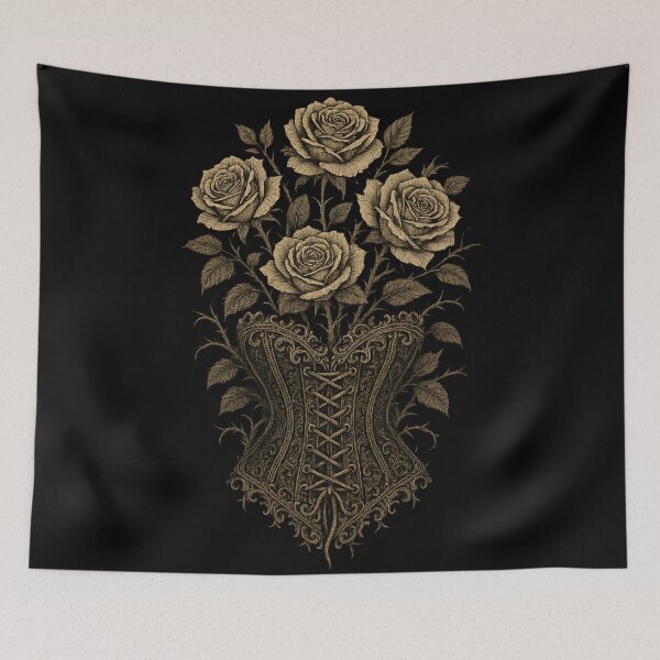 Item preview, Victorian Gold Roses Corset – Baroque Gothic Romantic Floral – Dark Academia Aesthetic designed and sold by Mouraludia.