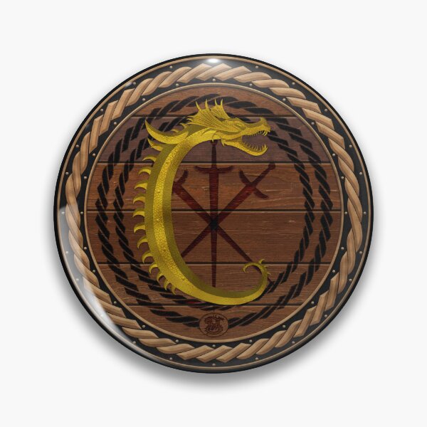 Item preview, Letter C of the Dragonfont Initial Capital Monogram on Round Shield Frame Copper 2 designed and sold by Swabcraft.