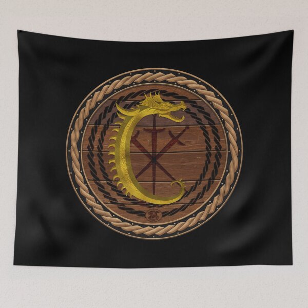 Item preview, Letter C of the Dragonfont Initial Capital Monogram on Round Shield Frame Copper 2 designed and sold by Swabcraft.