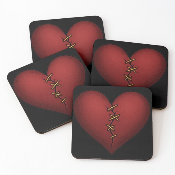 Item preview, Stitched Broken Heart – Gothic Soft Valentine – Healing Heart Illustration designed and sold by Mouraludia.