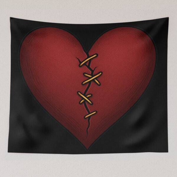Item preview, Stitched Broken Heart – Gothic Soft Valentine – Healing Heart Illustration designed and sold by Mouraludia.