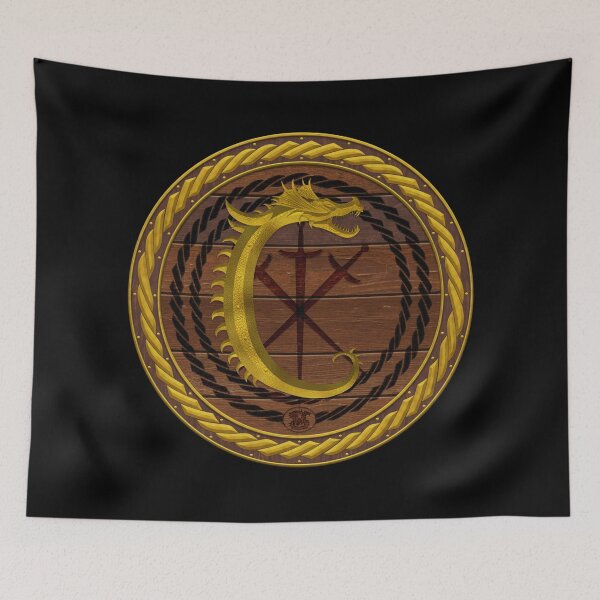 Item preview, Letter C of the Dragonfont Initial Capital Monogram on Round Shield Frame Gold 1 designed and sold by Swabcraft.