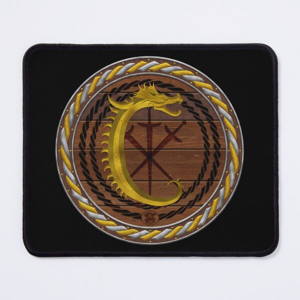Item preview, Letter C of the Dragonfont Initial Capital Monogram on Round Shield Frame Gold and Silver 1 designed and sold by Swabcraft.