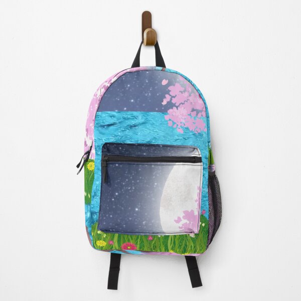 Item preview, Girl Under Cherry Blossoms by the Moonlit Lake – Peaceful Night Illustration designed and sold by Love3Happy.