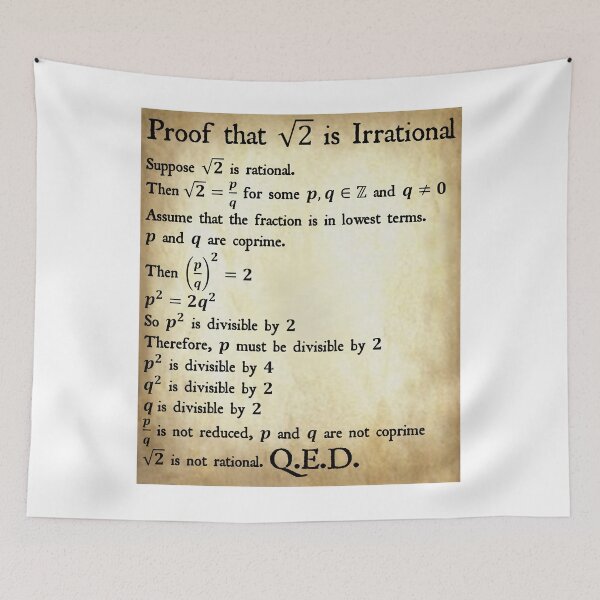 Item preview, Nerdy Vintage Proof Square Root of 2 is Irrational Math Teacher Black Text Parchment designed and sold by MathWare MathClips.
