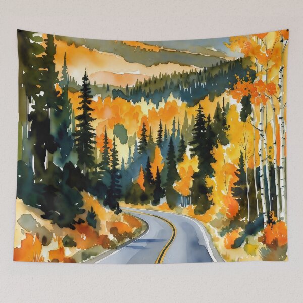 Item preview, Autumn Drive Watercolor Landscape designed and sold by ChrisButler.