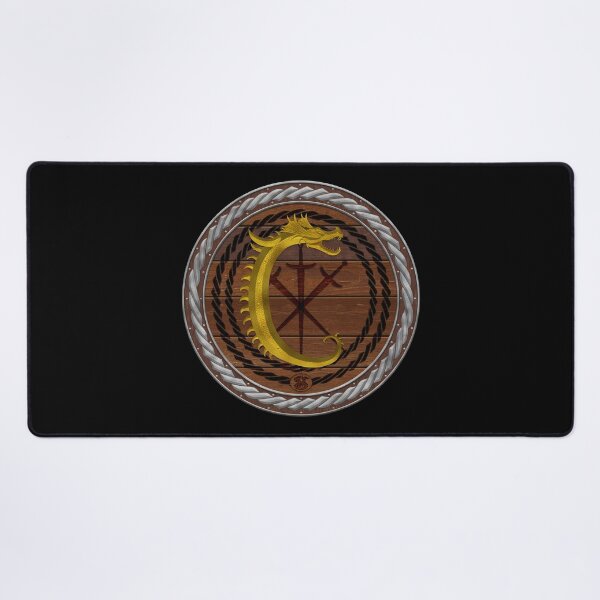 Item preview, Letter C of the Dragonfont Initial Capital Monogram on Round Shield Frame Silver 1 designed and sold by Swabcraft.