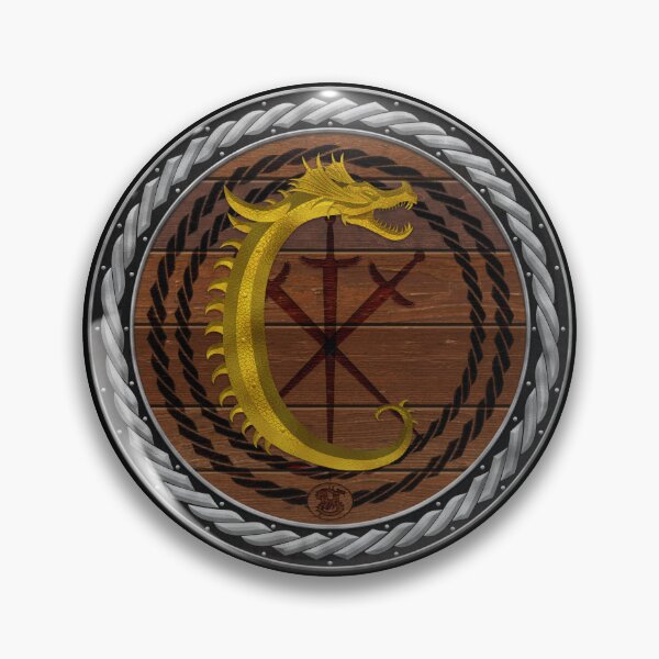 Item preview, Letter C of the Dragonfont Initial Capital Monogram on Round Shield Frame Silver 2 designed and sold by Swabcraft.