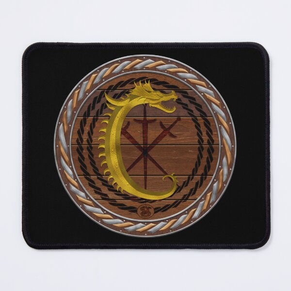 Item preview, Letter C of the Dragonfont Initial Capital Monogram on Round Shield Frame Silver and Copper 1 designed and sold by Swabcraft.