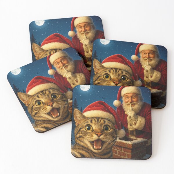 Item preview, Funny Cat Selfie with Santa Vintage Christmas Graphic designed and sold by Eh Plus Designs.