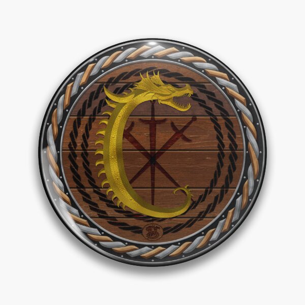Item preview, Letter C of the Dragonfont Initial Capital Monogram on Round Shield Frame Silver and Copper 2 designed and sold by Swabcraft.