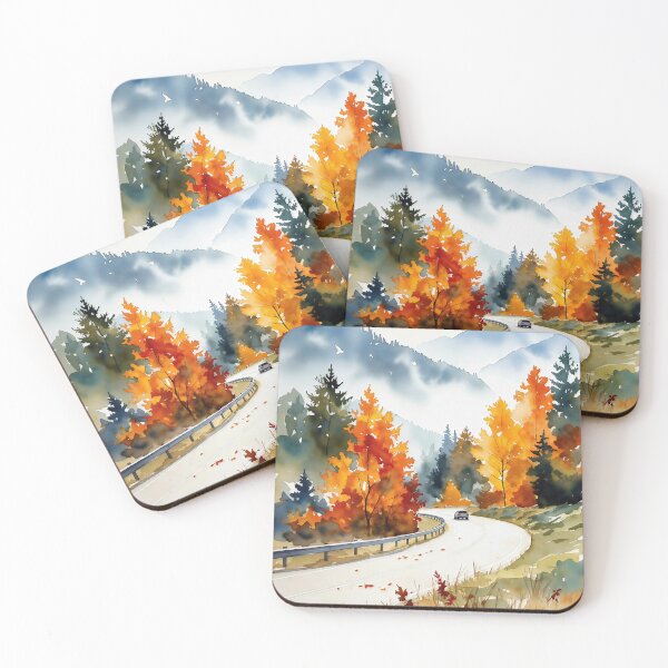 Artikelvorschau, Aquarelllandschaft mit herbstlicher Bergstraße entworfen und verkauft von ChrisButler.
