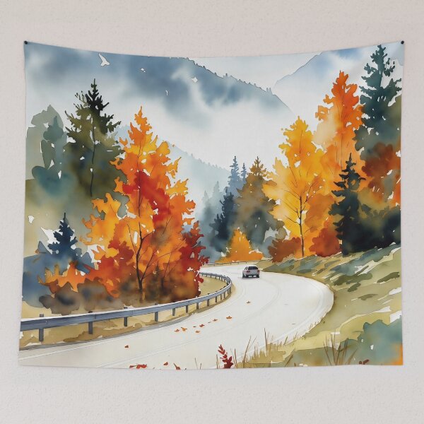 Item preview, Autumn Mountain Road Watercolor Landscape designed and sold by ChrisButler.