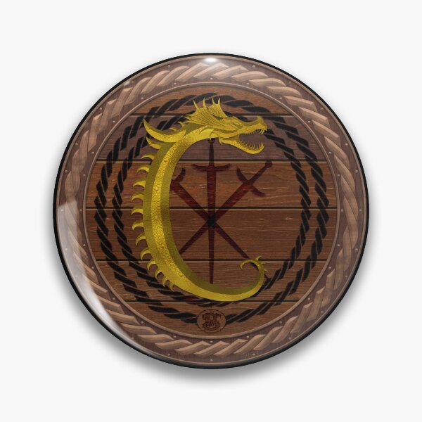 Item preview, Letter C of the Dragonfont Initial Capital Monogram on Round Shield Frame Wood 1 designed and sold by Swabcraft.