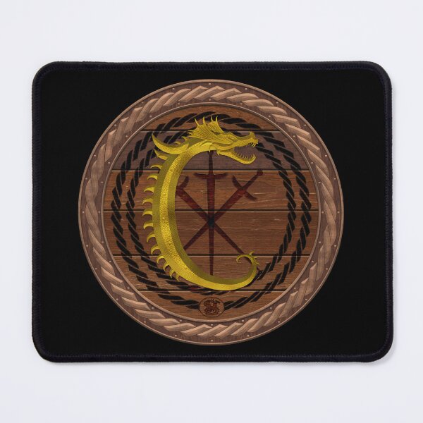 Item preview, Letter C of the Dragonfont Initial Capital Monogram on Round Shield Frame Wood 1 designed and sold by Swabcraft.