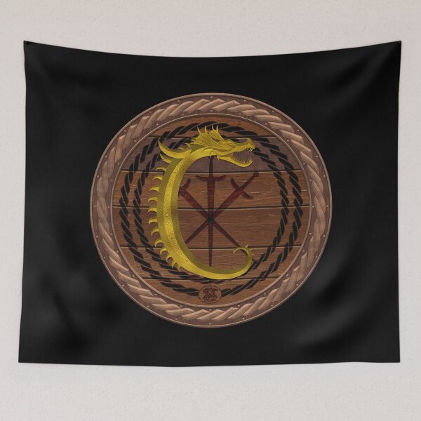 Item preview, Letter C of the Dragonfont Initial Capital Monogram on Round Shield Frame Wood 1 designed and sold by Swabcraft.