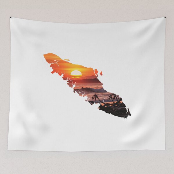 Item preview, Vancouver Island Map Filled with a Fiery West Coast Sunset designed and sold by HumansStuck12.