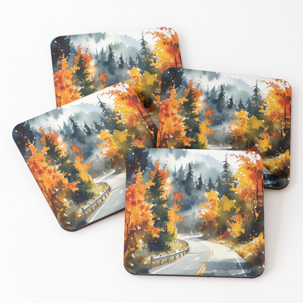 Item preview, Vibrant Autumn Drive Watercolor Painting designed and sold by ChrisButler.