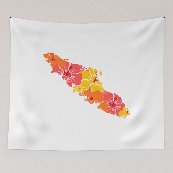 Item preview, Vancouver Island Map with a Bright Warm Flower Collage designed and sold by HumansStuck12.
