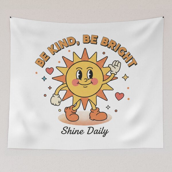 Item preview, Be Kind, Be Bright – Retro Sun Character Positive Quote designed and sold by DIRTYSKETCHH.